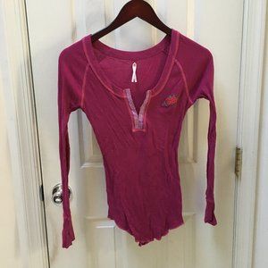 Free People Pink Embroidered Rose Thermal Size S